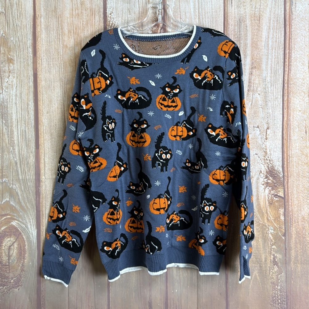 💵Halloween Cat and Pumpkin Sweater Size XLarge